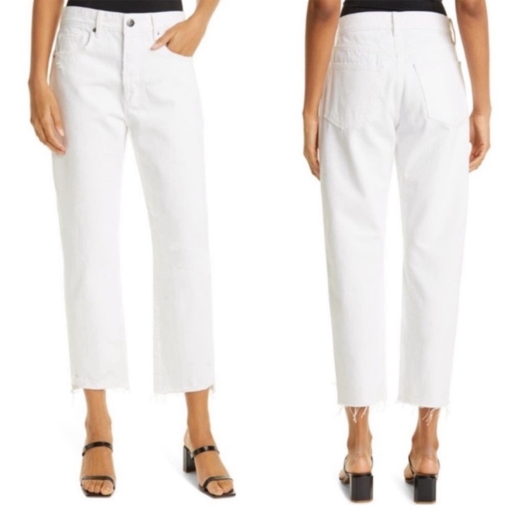 FRAME Denim Le Original Rumpled Blanc Grind White Button Fly Jean Sz 24 NEW
